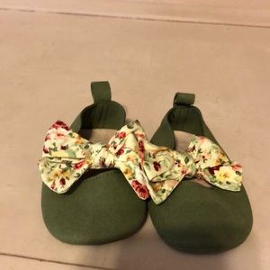 Floral and green flats